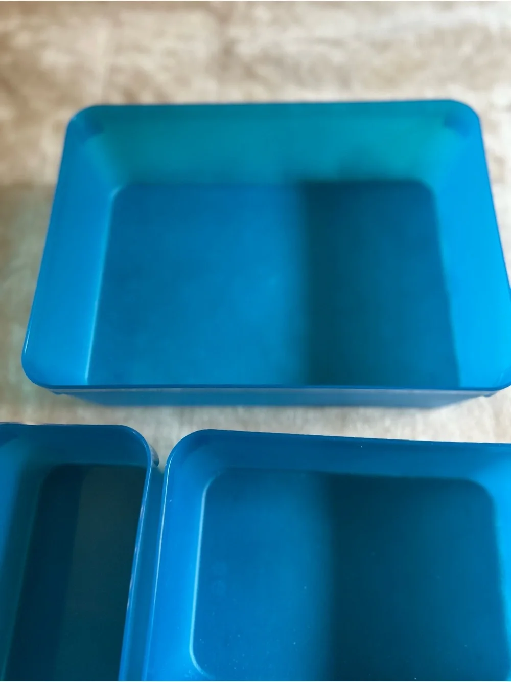 Stackable Blue Plastic Storage Bins - Multipurpose Home Organizers